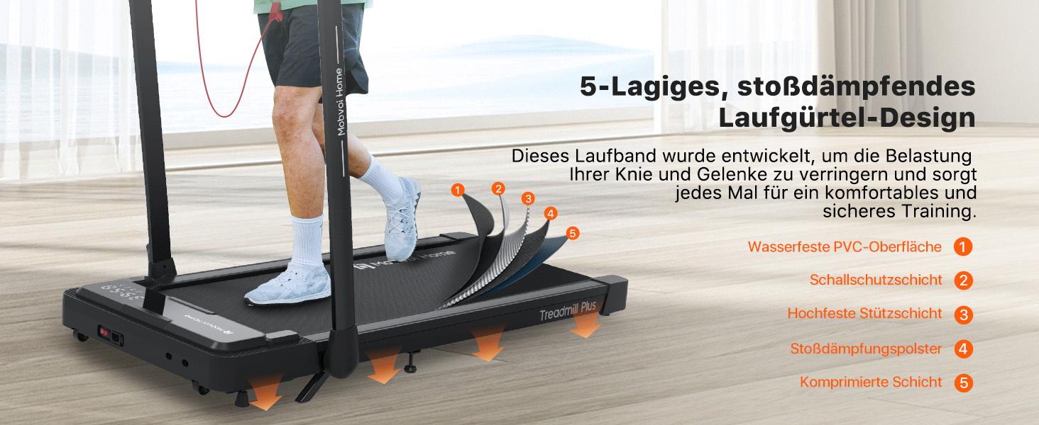 Біговий тренажер Mobvoi Home Laufband Plus: Розумний AI 3-в-1, складний, 2.5 PS, LED-дисплей, динаміки, велика поверхня для бігу, додаток TicSports, до 120 кг, швидкість до 12 км/год, регулювання нахилу