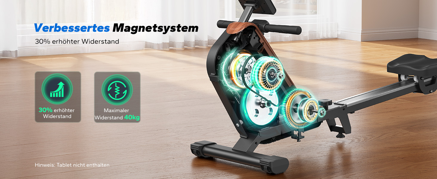 Гребний тренажер MERACH для дому, складаний, магнітний, тихий, з додатком, подовжені направляючі, електричне налаштування (самостійно)