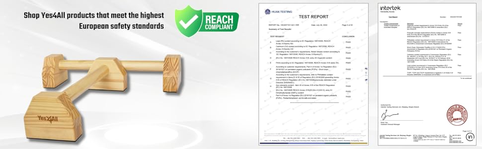 Паралелетки для віджимань Yes4All з дерева та сталі, великі бруси для віджимань та випадінь, неслизькі ручки для віджимань, обладнання для калістеніки, фітнесу та силових тренувань з власною вагою (дерев'яні паралелетки)