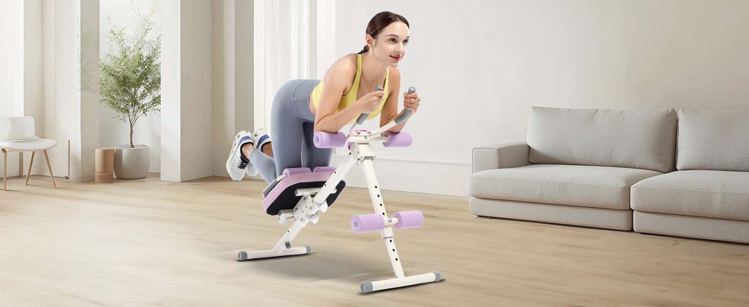 Тренажер для пресу GuuG: компактний складний фітнес-тренажер для дому, фітнес-обладнання для пресу, абдомінальна машина, для чоловіків та жінок, фіолетовий