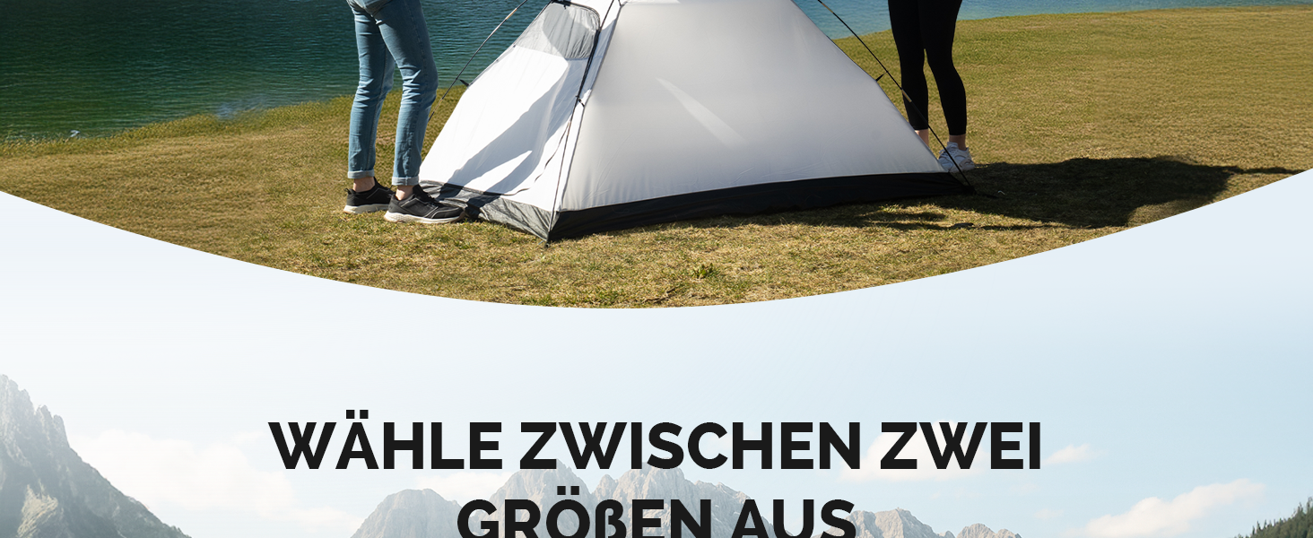 Намет MONTARAY для 2 або 4 особи: двостінний, з захистом від комарів, швидкий монтаж, водонепроникний, вітростійкий, дихаючий, легкий, компактний, з сумкою. Ідеально для кемпінгу та фестивалів (сірий)