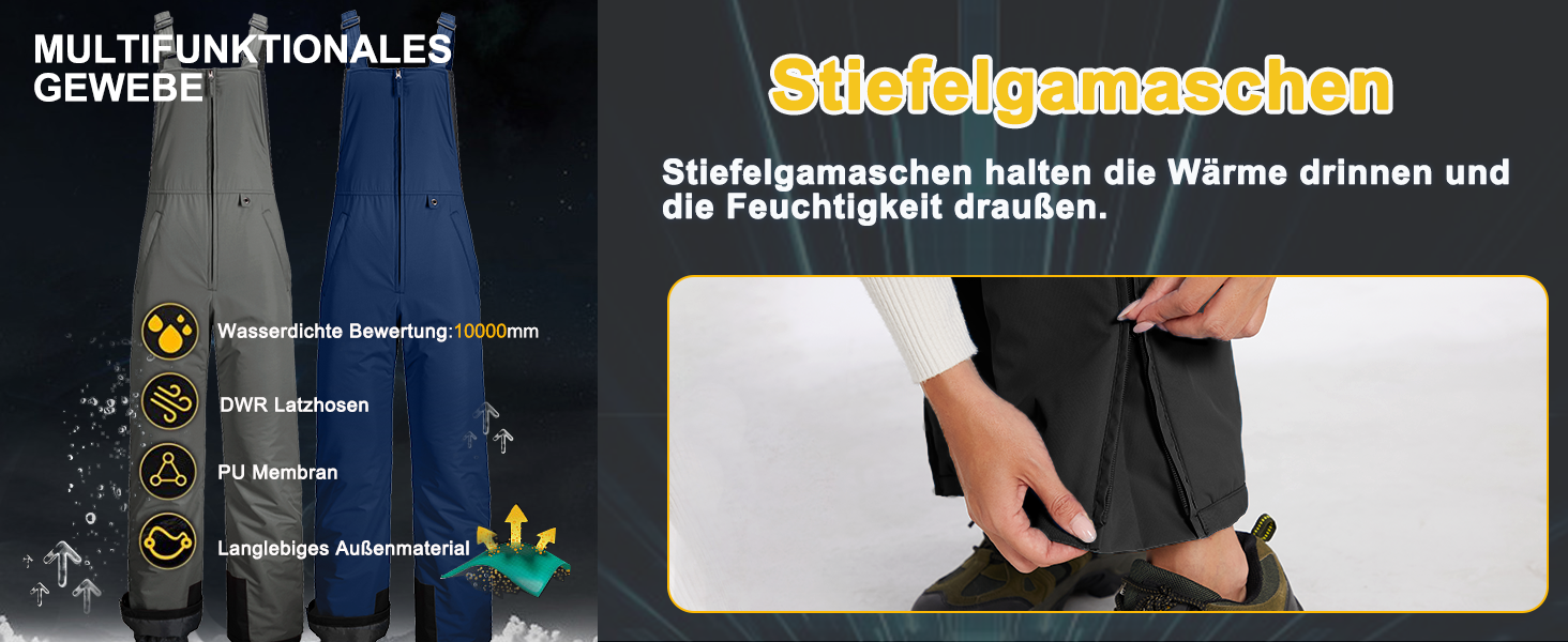 Жіночі гірськолижні штани GEMYSE, чорні, XL - водонепроникні, вітронепроникні, з регульованими лямками