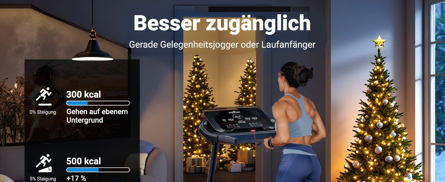 Біговий тренажер THERUN для дому та офісу, 14 км/год, 3.0 PS, нахил, датчики пульсу, складний, 136 кг, LED-підсвітка