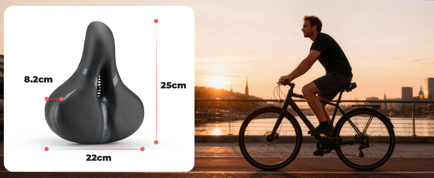 Велосипедне сідло ROCKBROS з Memory Foam для жінок та чоловіків, зручне та зняття тиску, для MTB, City та Trekking велосипедів, коричневе