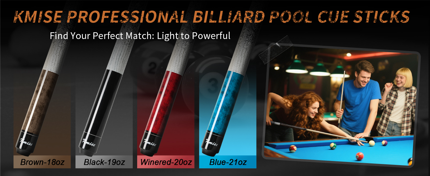 Професійний більярдний кий Kmise з низькою відволікаючою обшивкою, 147 см, канадське кленове дерево, 13 мм шкіряний наконечник, 3D протиковзкий хват, точний контроль для дорослих/початківців/професіоналів (Коричневий (510 г))