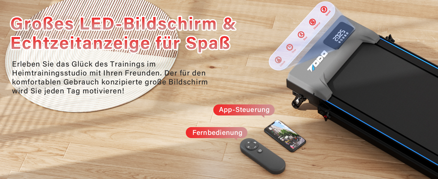 Біговий тренажер для дому з 3 рівнями нахилу, Walking Pad з APP, 2 в 1 складаний біговий тренажер до 12 км/год, під стіл, LED-дисплей та пульт керування, сірий