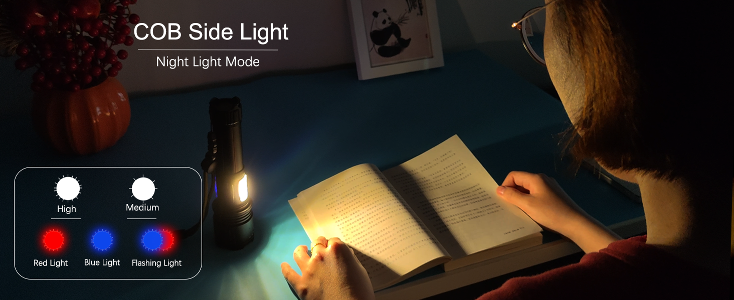 LED ліхтарик ASORT L2: тактичний, 9 режимів, COB, USB, водонепроникний IPX6, для кемпінгу, риболовлі та активного відпочинку