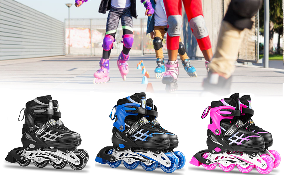 Інлайнеровий ролик Lixada для дітей, регульований, світлодіодний, розмір 27-32/33-37/38-41, рожевий