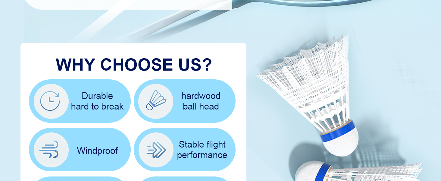 Флінтронік Бадмінтонні м'ячі, 6/12 шт. Нейлонові воланчики для бадмінтону, висока стабільність та довговічність, професійні воланчики для тренувань в приміщенні та на вулиці, відпочинок, спорт. 12 шт. Білі