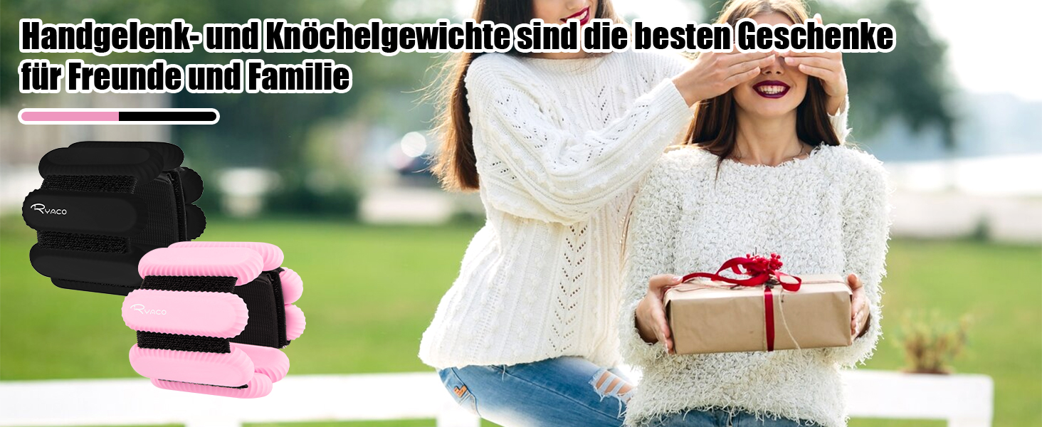 Важільчики для зап'ястя та щиколоток RYACO, 2 шт. (2x0,5KG), регульовані манжети, для рук, ніг та плечей, для ходьби, бігу, йоги, пілатесу, аеробіки, рожеві