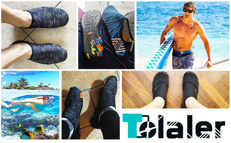 Водні черевики для жінок та чоловіків Tolaler: товсті, неслизькі, швидковисихаючі, міцні та довговічні. Ідеальні для пляжу, подорожей та плавання. Розмір 42 EU A 03