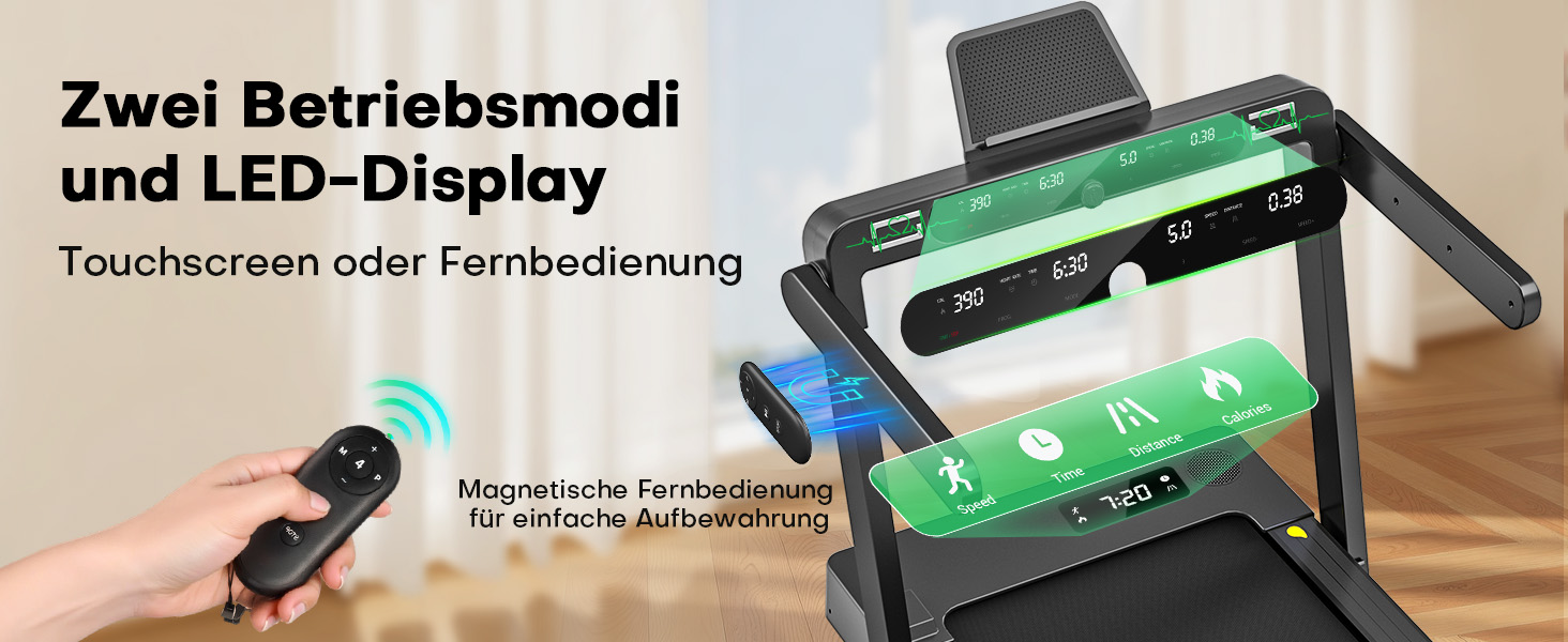 Walking Pad VANNECT: компактний біговий тренажер для дому з регулюванням нахилу, LED-дисплеєм, пультом керування, потужністю 3.0HP та вагою до 180 кг (чорний)