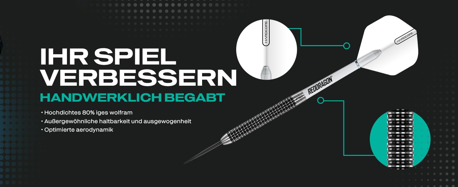 Дарти Red Dragon Pegasus Profi 80% Tungsten 24г - Набір сталевих дротиків з наконечниками, пір'ями та чохлом