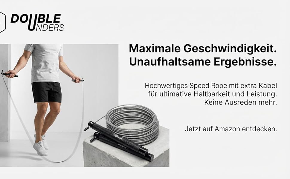 Скакалка Springseil Speed Rope: регульований, для CrossFit, боксу, фітнесу. Металеві ручки, срібно-чорний колір