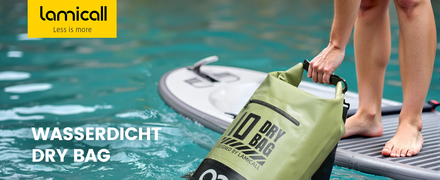 Водонепроникний рюкзак-сумка Dry Bag Lamicall 20L, зелений - міцний, з водонепроникним чохлом для телефону