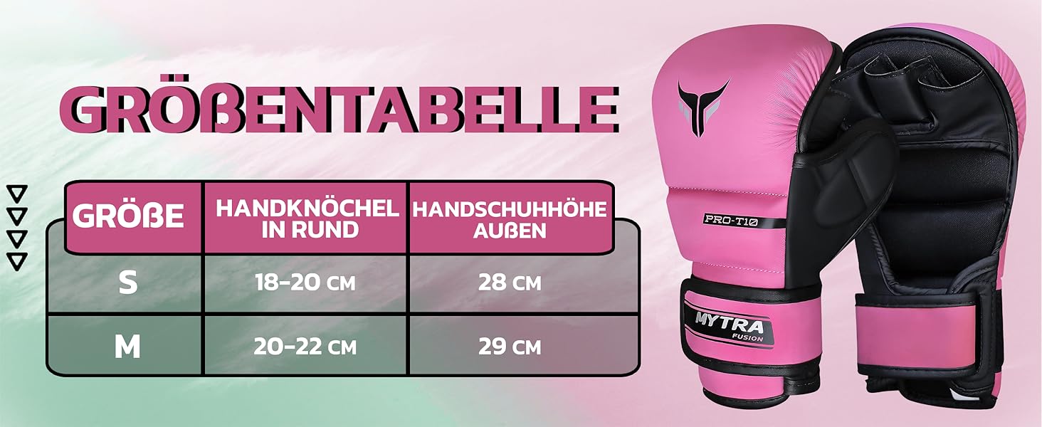 MMA рукавички Mytra Fusion для жінок, 7oz, відкрита вентильована долоня, для спарингу, рожеві