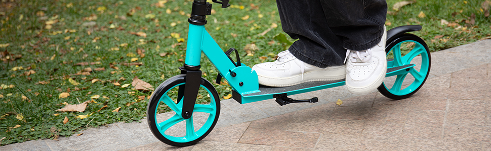 Складаний дитячий ролер з колесами 20 см – скутер для дітей від 8 років та дорослих, регульоване кермо, до 100 кг, зелений