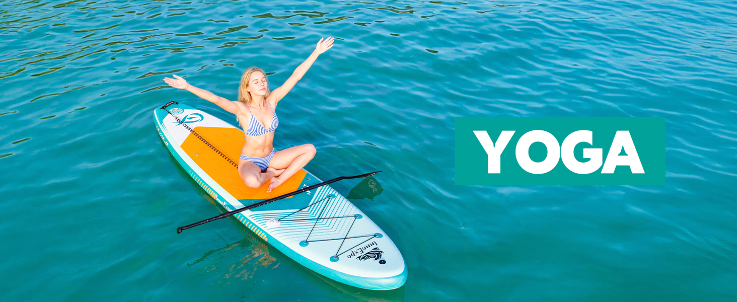 SUP-дошка InnoExpo надувна з аксесуарами, широка, стабільна, для підлітків та дорослих (м'ятний колір, з каяковим сидінням, 335x83x15 см)
