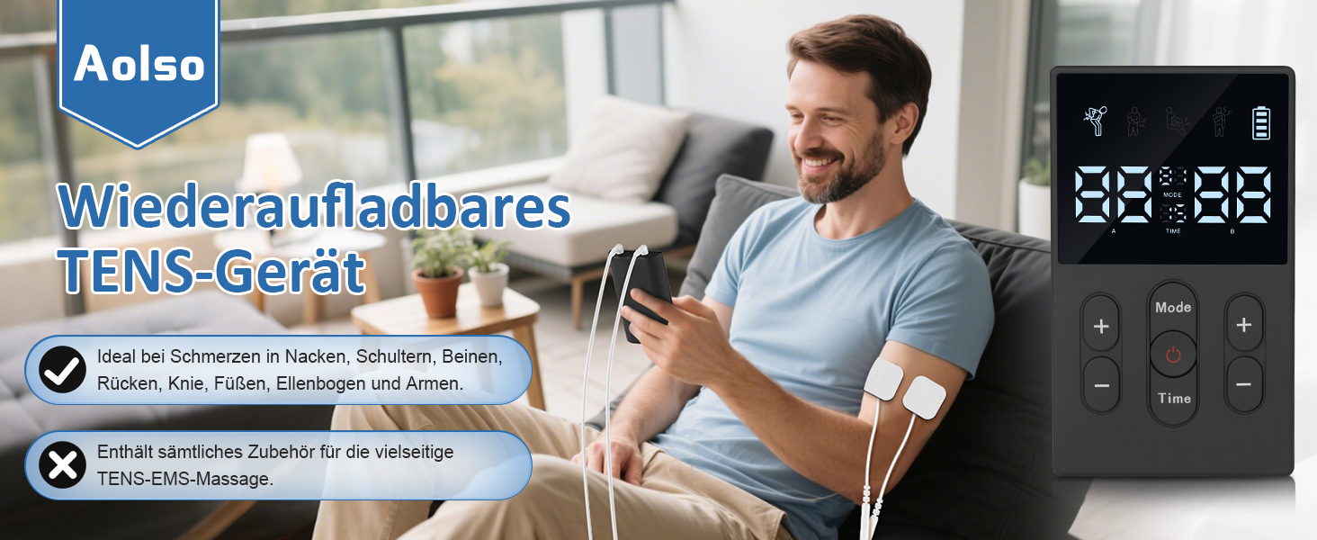 TENS/EMS масажер для тіла 3-в-1: 12 режимів, електрична стимуляція м'язів, для рук, ніг, спини, плечей, шиї (12 електродів)