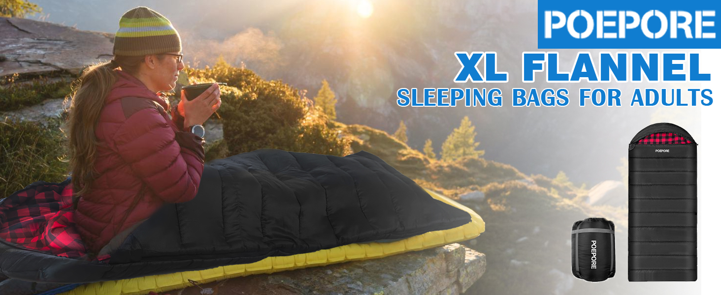 Спальний мішок XXL для дорослих, 3-4 сезони, фланель, кемпінг, зимовий, з сумкою, вологостійкий, теплий, 230x90 см (Чорний/Червоний, L-Zip)