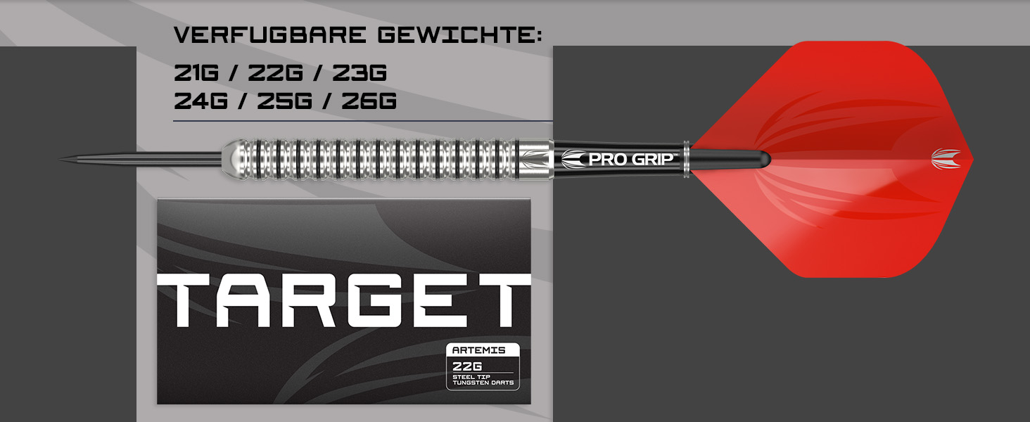 Дарти Target Artemis 25g (Вольфрам, сталеві наконечники) - комплект для професіоналів з кейсом та додатками