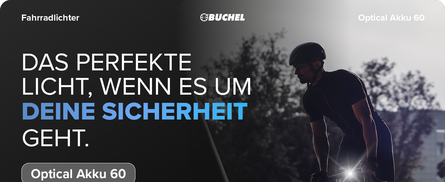 Набір велоліхтарів BÜCHEL: LED-ліхтарі з USB-C, 8 годин роботи, 4 режими, StVZO, монтаж без інструментів (15-60 Lux)