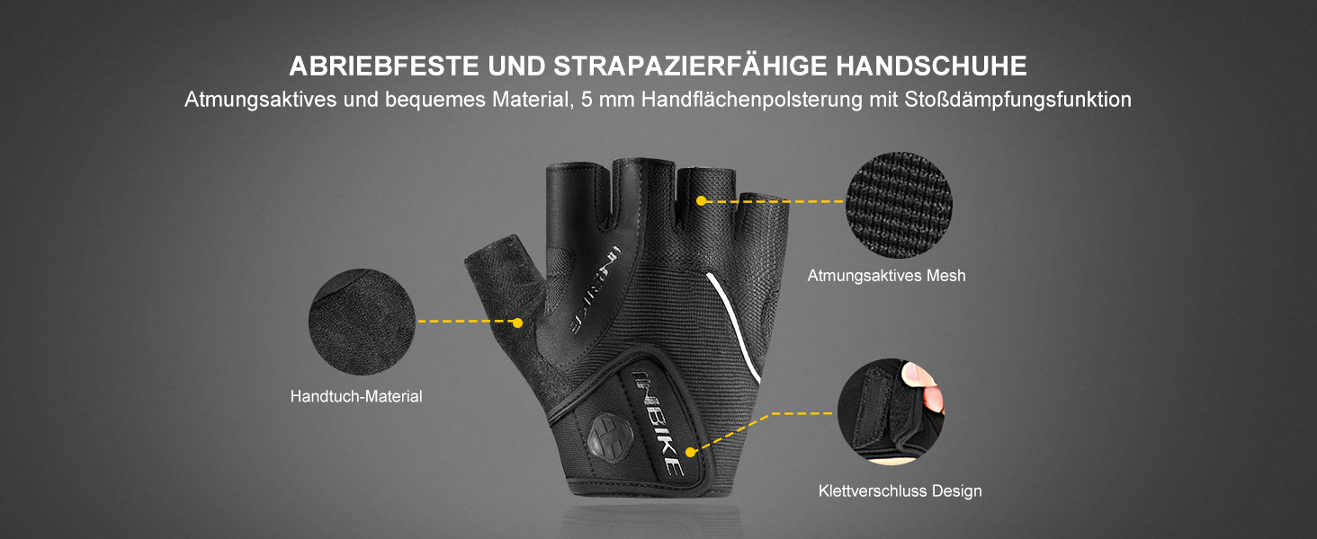 Велосипедні рукавички Inbike Habfinger з вентиляцією, антиковзаючі, амортизуючі, для гірського велосипеда, чоловічі/жіночі, літні, для велоспорту, MTB (Чорний, M)