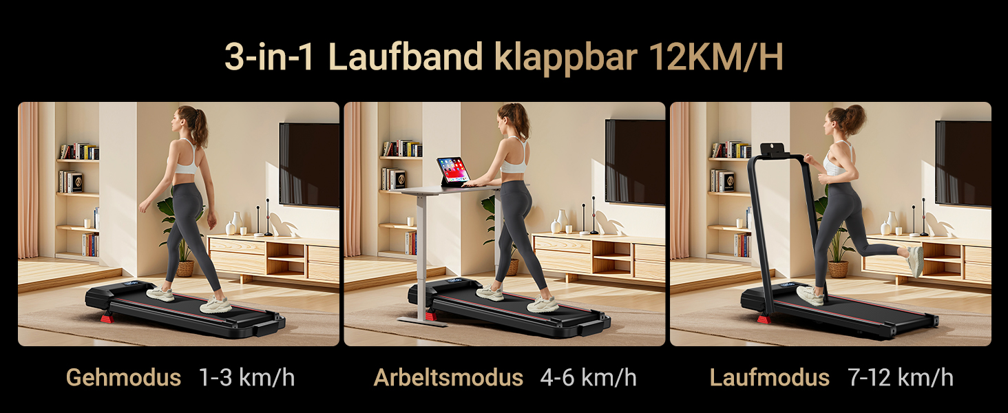 Біговий тренажер для дому складний, 12 км/год, з нахилом 15%, Walking Pad, максимальне навантаження 136 кг