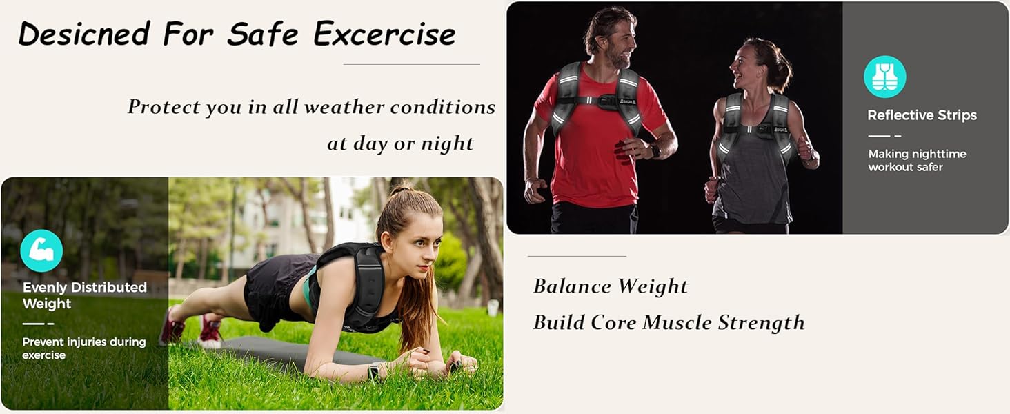 Утяжелитель для фітнесу чоловічий та жіночий з світловідбиваючими смугами 7.3 кг (16lb) для бігу, тренувань, нарощування м'язів, регульований розмір