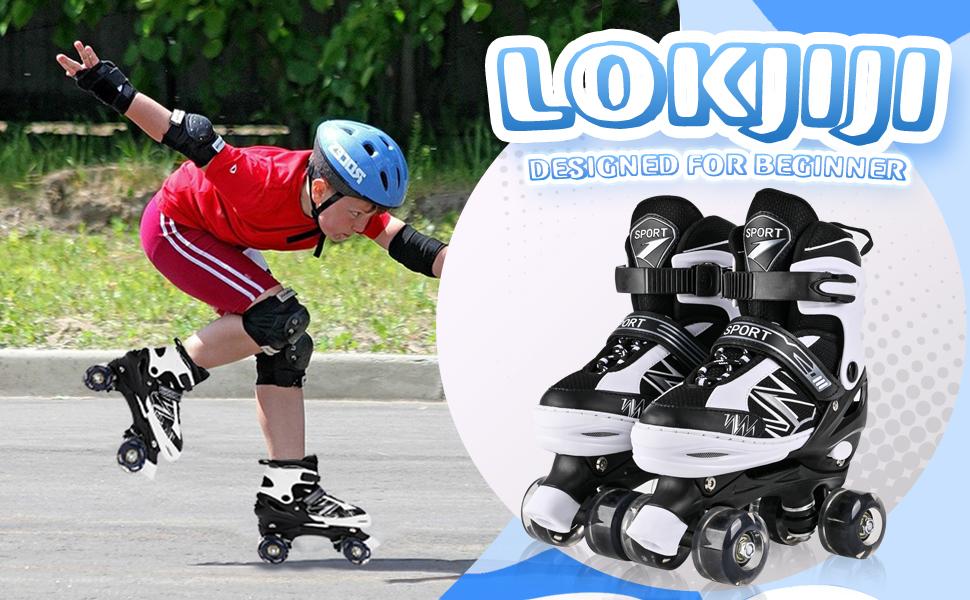 Роликові ковзани для дітей LOKJIJI: регульовані, фіолетові та білі, для початківців