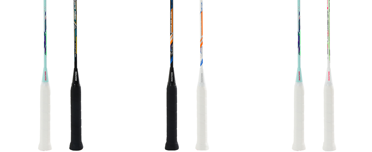 Набір для бадмінтона з 2 графітовими ракетками - зносостійкий дизайн - комплект включає: м'ячики, обмотка для ручки, сумка для ракеток. Чорний, 2 шт.