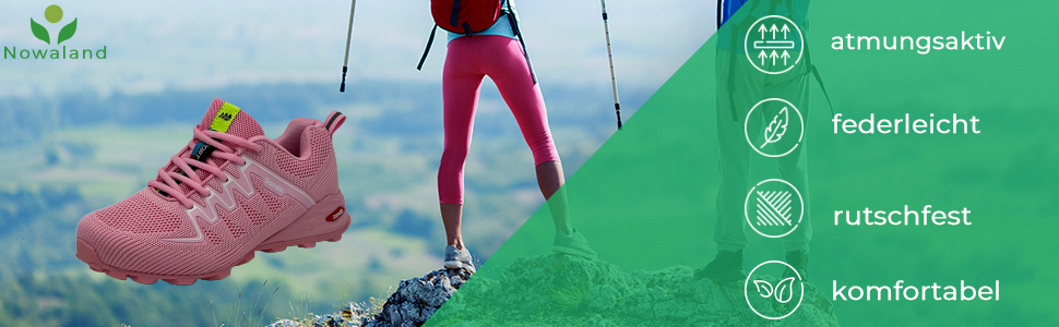 Чоловічі та жіночі трекінгові кросівки для піших прогулянок та бігу. Зручні кросівки для активного відпочинку, розмір 43 EU, чорно-зелені