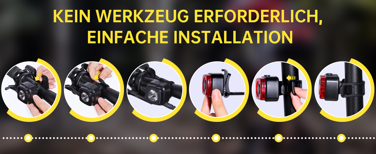 Велосипедні ліхтарі SPGOOD: комплект переднього та заднього ліхтаря, USB-C, водонепроникні (IPX5), сертифіковані StVZO