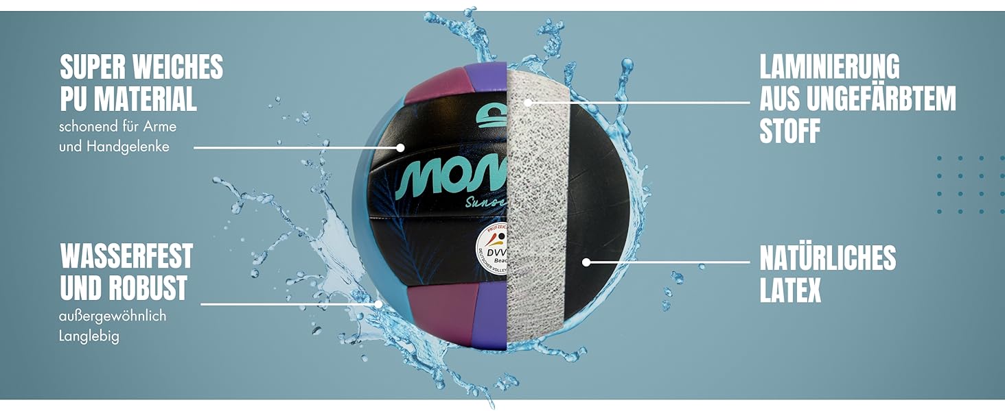 М'яч для волейболу Momevo Beachvolleyball, розмір 5, сертифікований DVV, м'яка поверхня, для пляжного волейболу, спорту на піску, ідеальний подарунок (фіолетовий)