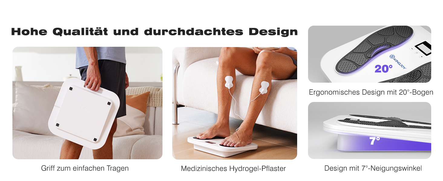 Масажер для ніг та тіла Medic EMS TENS - стимулятор кровообігу з 10 режимами та 20 рівнями інтенсивності. Зменшує біль при п'ятковому фасціїті, невропатії та болю. Білий колір.