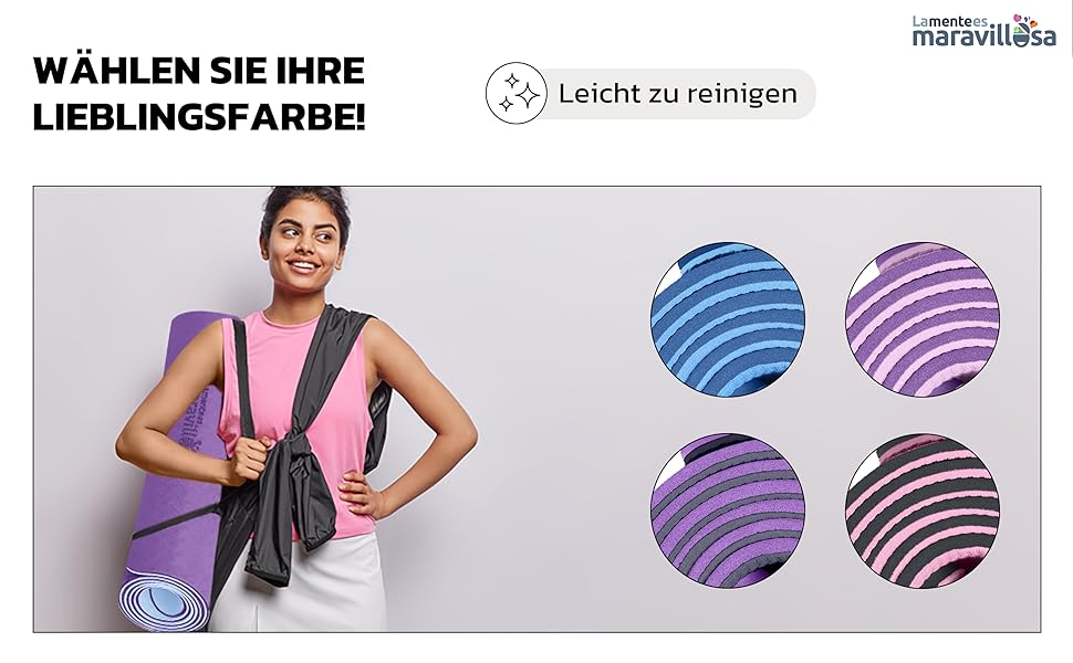 Килимок для гімнастики та йоги з неслизькою поверхнею, з чохлом та E-book, 183x61 см, Мандала фіолетовий