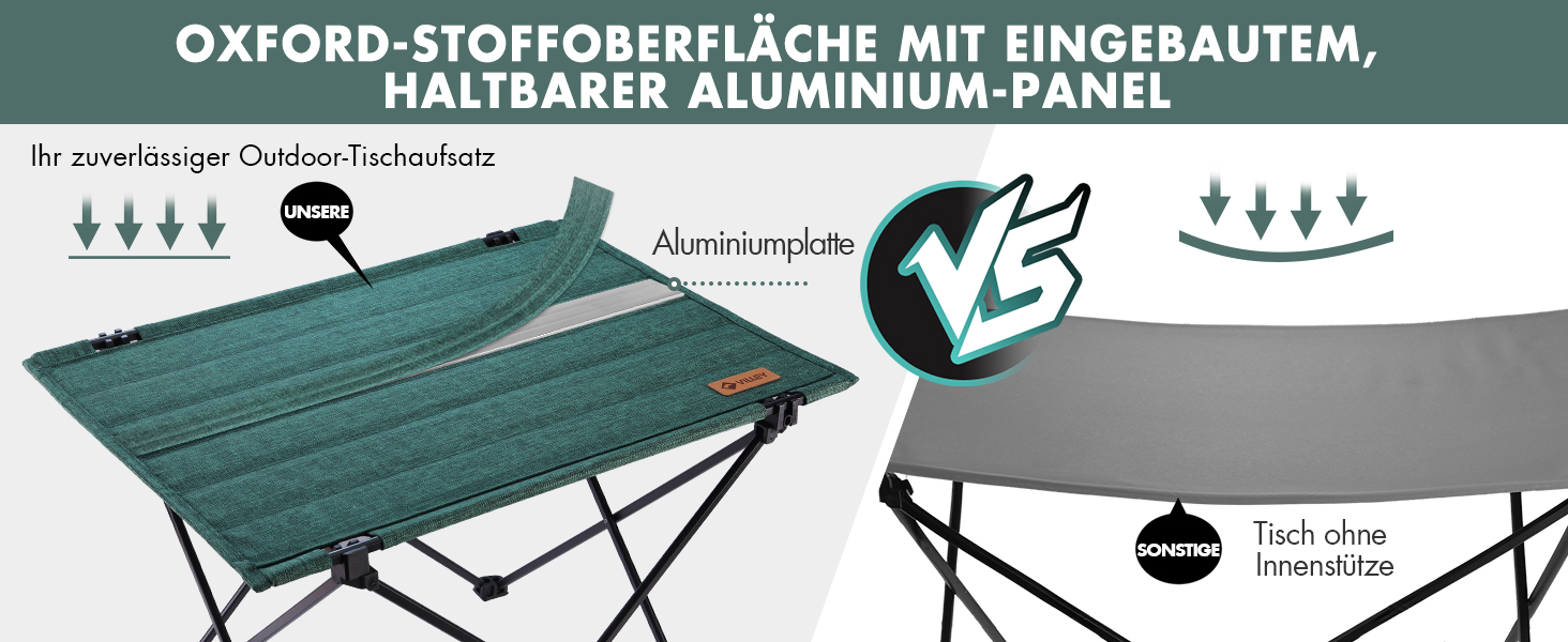 Складаний туристичний стіл VILLEY для кемпінгу та відпочинку на природі (зелений)