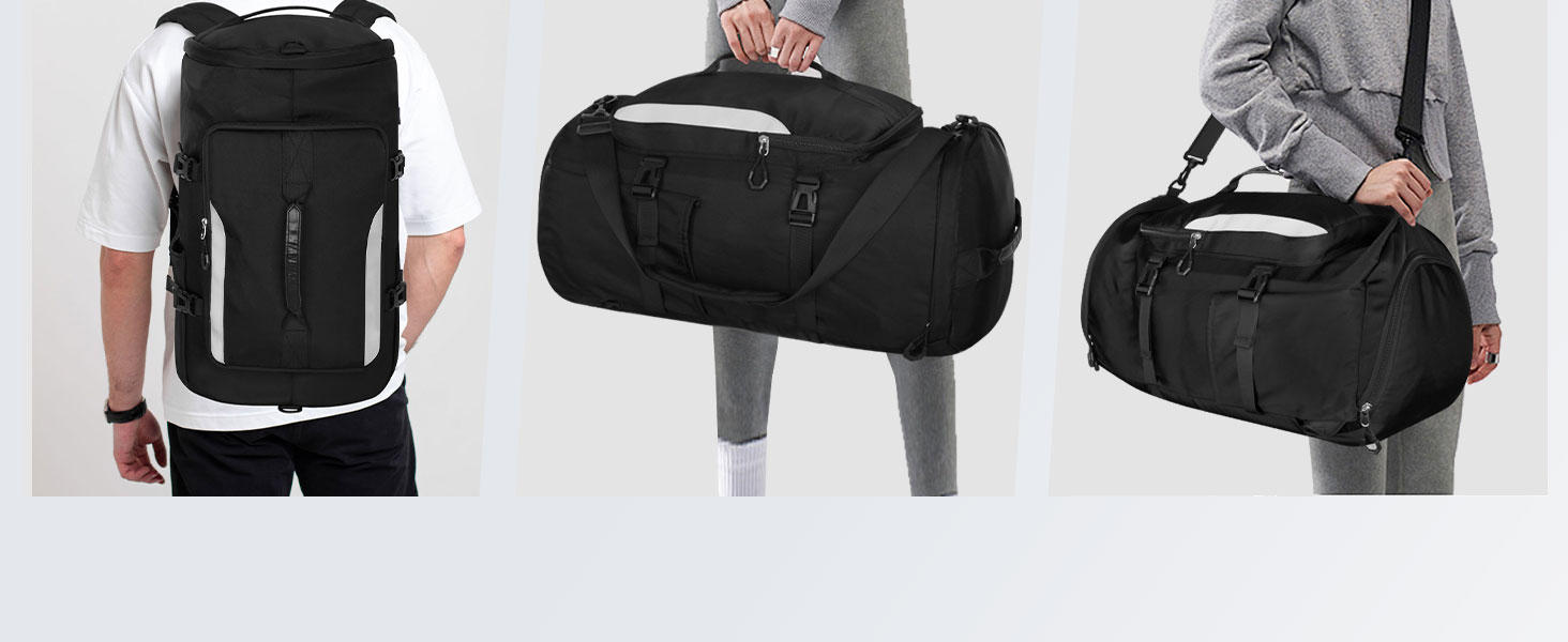 Спортивна сумка JiangLin 45L з відділенням для взуття та мокрих речей, велика дорожня сумка для чоловіків та жінок, рюкзак-валіза для спорту, подорожей, фітнесу, плавання (чорний)