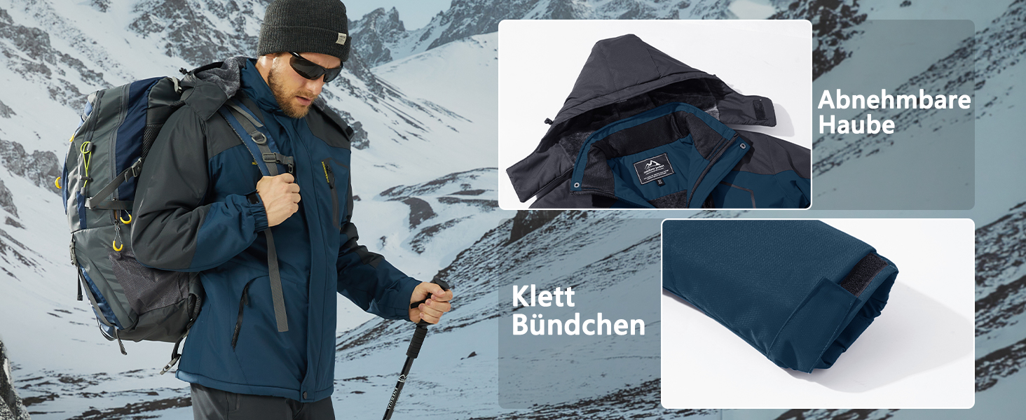 Чоловіча зимова куртка EKLENTSON: водонепроникна, вітронепроникна, з підкладкою, для туризму та активного відпочинку, 4 кишені, червона