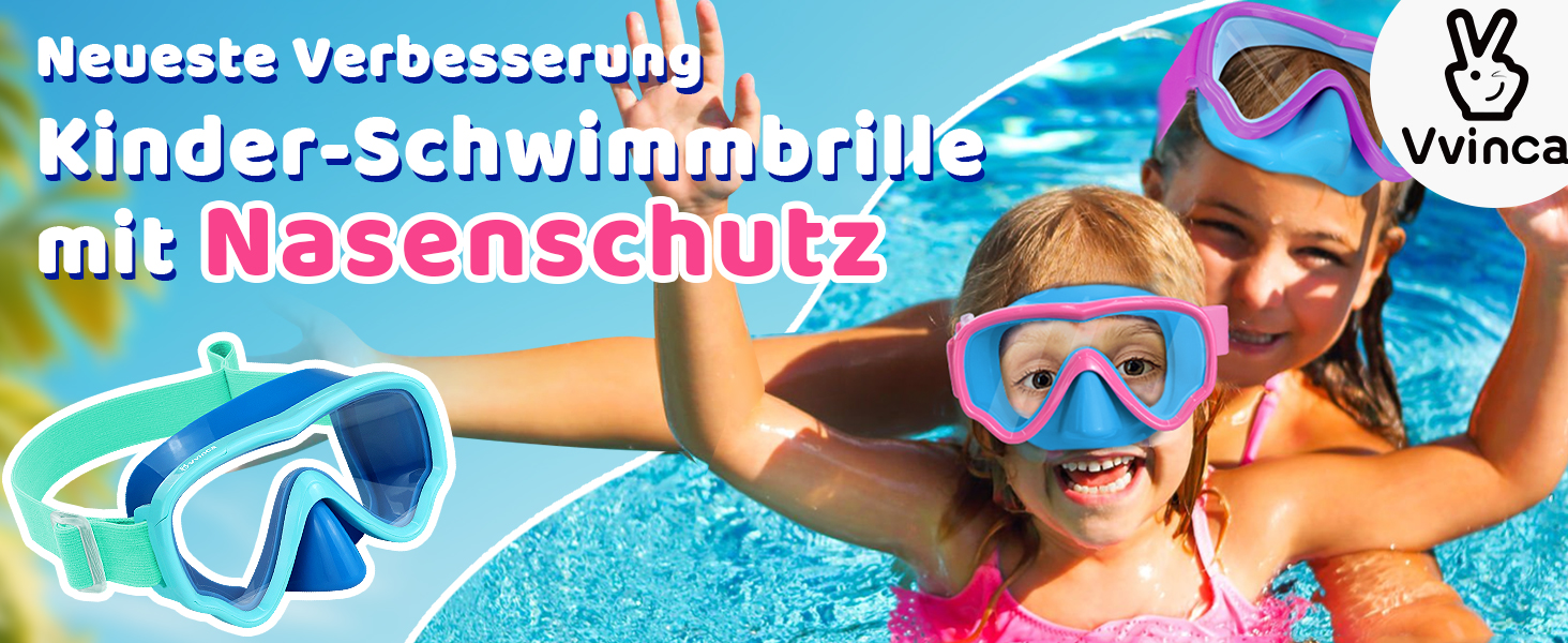 Дитячі маски для снорклінгу Vvinca з регульованим ремінцем, маски для плавання для дітей 3-14 років, хлопчиків та дівчаток, маска для дайвінгу 180° панорама, антизатоплювальна, 1-блакитний+рожевий