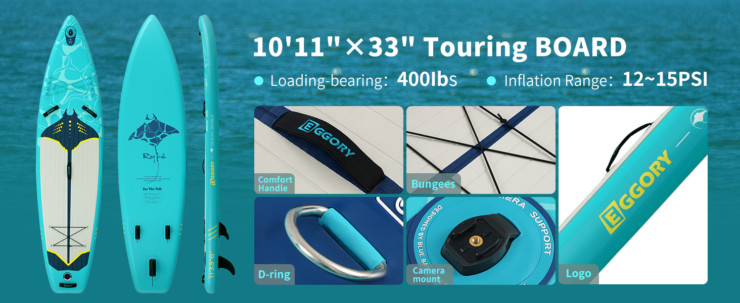 Надувний SUP-борд Ray Grün Extra Wide: дошка для плавання з фіном, насосом та сумкою для транспортування