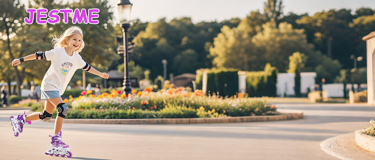 Дитячі ролики для дівчаток, регульовані, ролики-інлайни, ролики для дітей, для занять в приміщенні та на вулиці, розмір M (EU32-36), фіолетовий