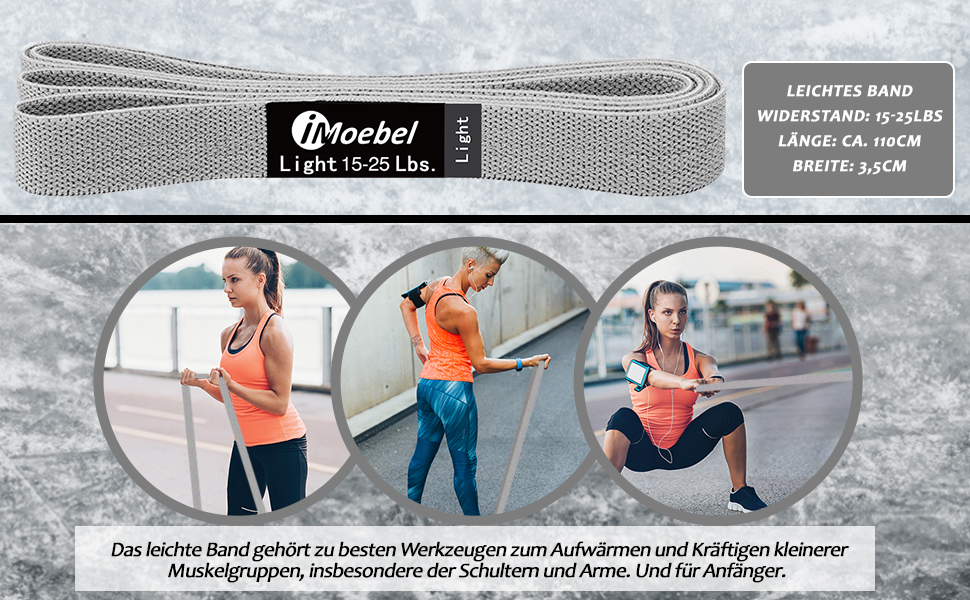 Фітнес-гумки iMoebel - Набір з 3 шт. для силових тренувань, кросфіту, йоги та домашніх занять (сірий/рожевий/чорний)