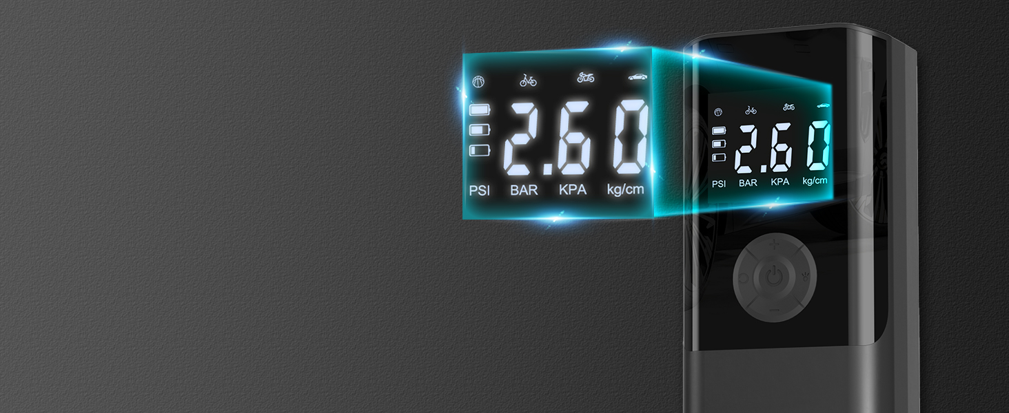 Електричний компресор для велосипедів EasyPump 12V: 150PSI, USB-C, LCD, LED, Powerbank, для всіх типів вентилів