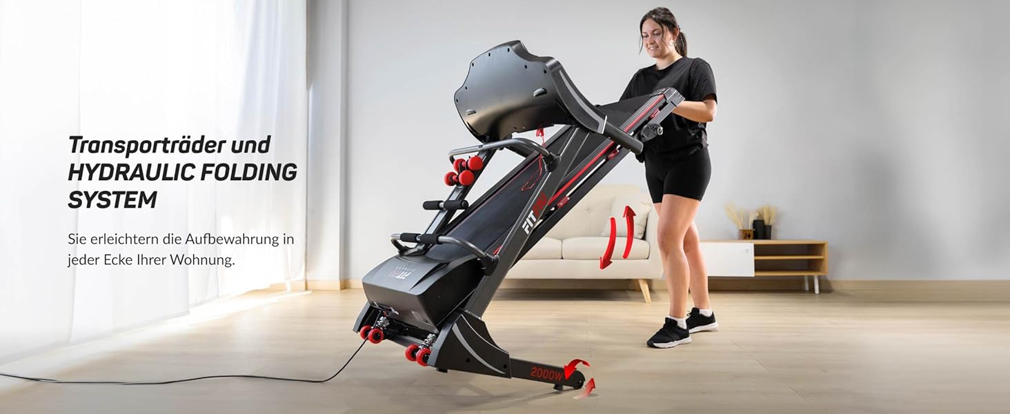 Біговий тренажер FITFIU MC-400: складаний, до 20 км/год, 2000W, ручне нахил, LCD дисплей, USB, аксесуари