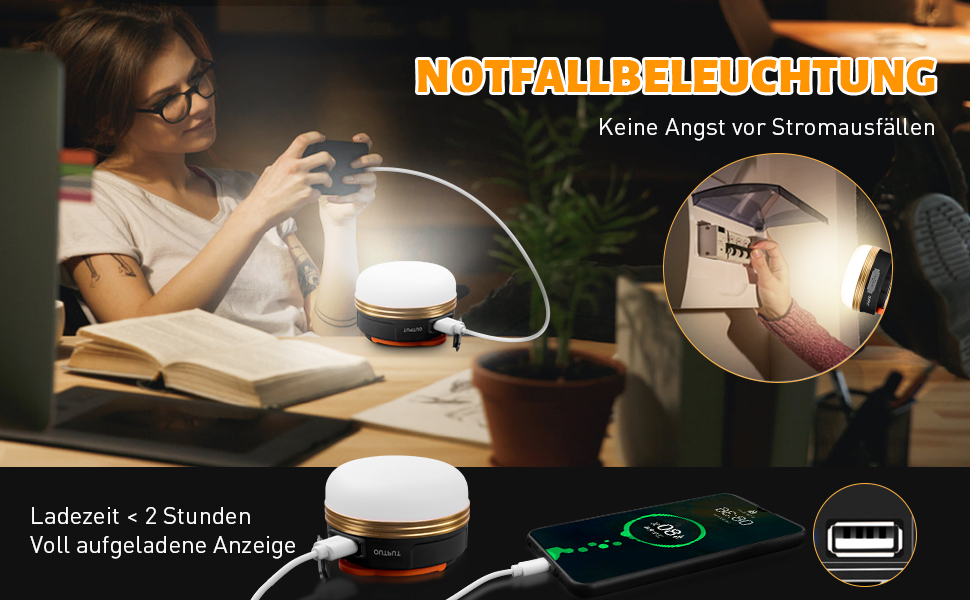 2 шт. LED кемпінгові ліхтарі Flintronic: 5 режимів, SOS, водонепроникні, портативні, для намету, туризму, риболовлі та надзвичайних ситуацій (оранжевий, рожевий, міні)