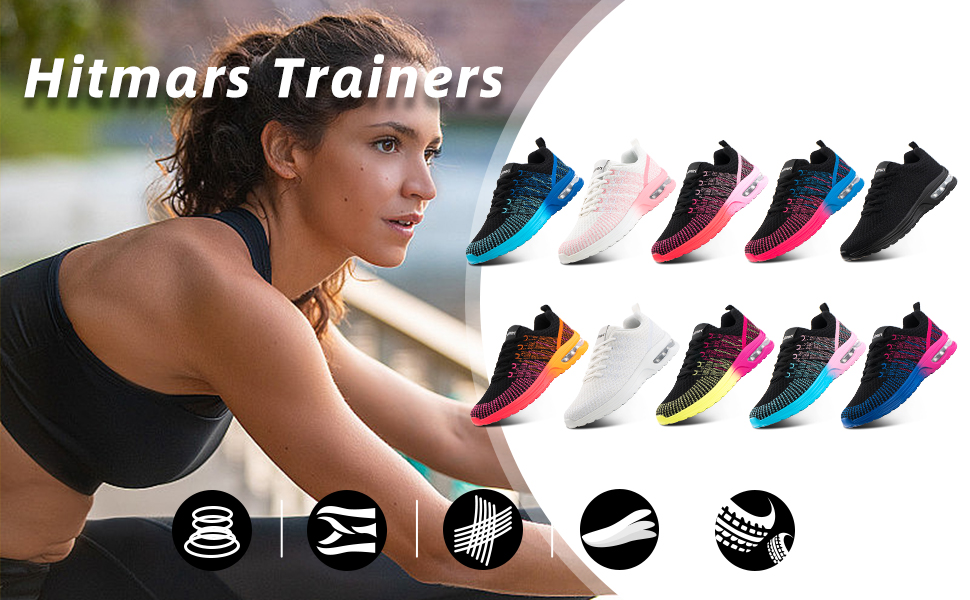 Жіночі кросівки для бігу Hitmars: зручні, дихаючі, з підошвою, що не ковзає. Розміри EU 36-42 (чорний, фіолетовий, блакитний)