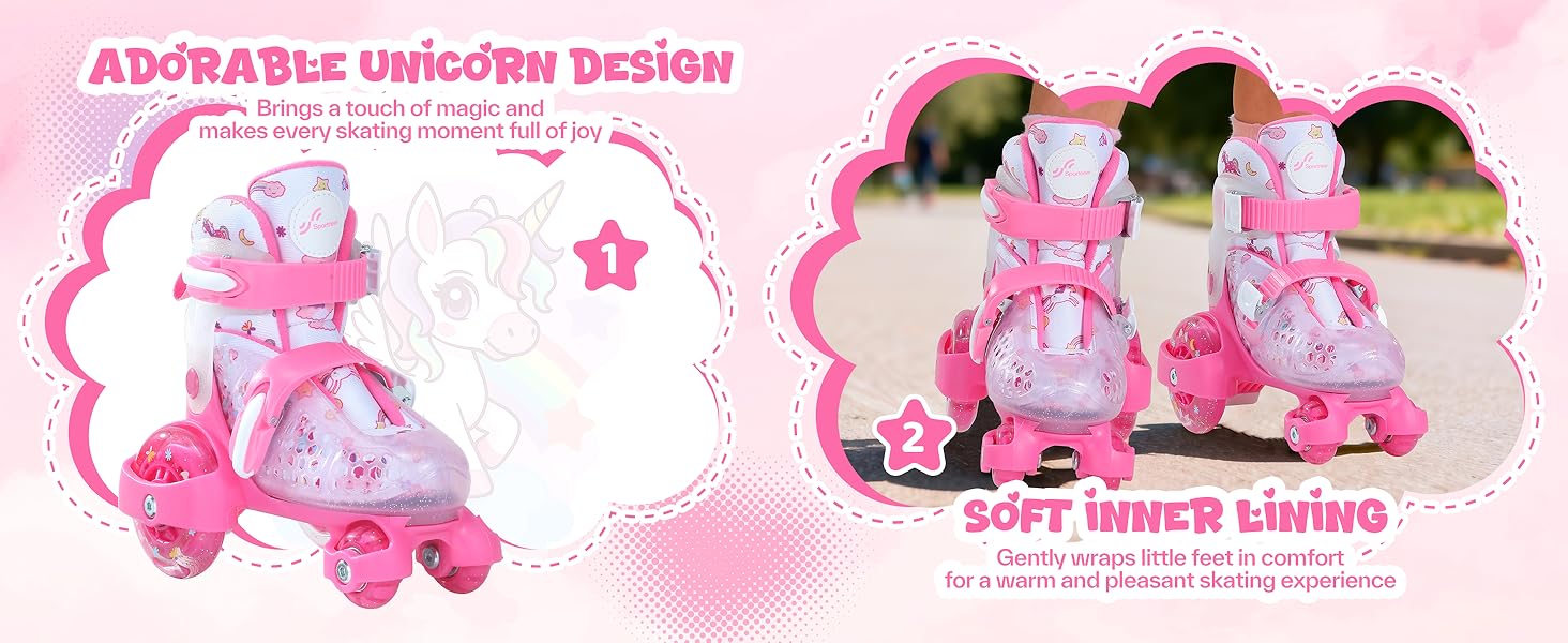 Ролики для дітей регульовані, рожеві, 24-31 розмір, для дівчаток, для занять в приміщенні та на вулиці, S(EU 28-31)