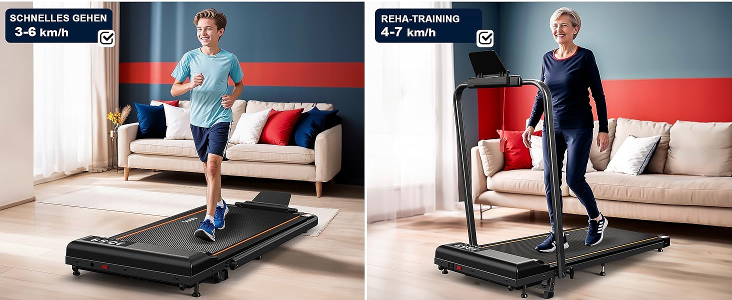 Бігова доріжка VOWVIT для дому, складаний: кут нахилу 7%, потужність 2.5 PS, максимальне навантаження 120 кг, швидкість 1-12 км/год