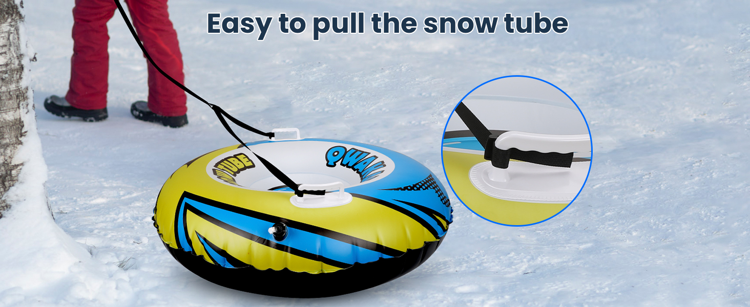 Надувний сніговий тюб зі стропом, 47-49-68 дюймів. Міцний корпус, морозостійкий матеріал. Для зимових розваг дітей та дорослих